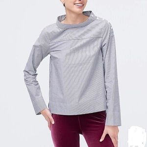 J Crew Funnel Neck Stripe Shirt
